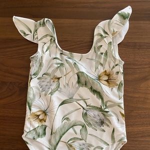 Rylee + Cru Tropical Frill Swimsuit